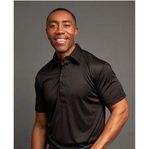 NWT Collars & Co Mens Dress Collar Polo Shirt‎ 3XL Black Golf Athleisure
